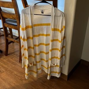 White & Yellow Striped Cardigan